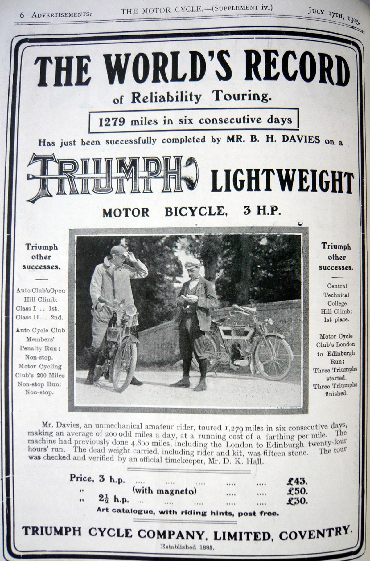 1905 Triumph advert